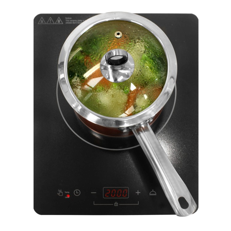 GRADE A1 - electriQ Portable Touch Control Single Zone Induction Hob Black