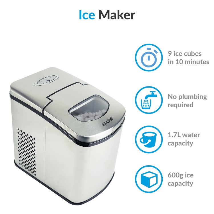 electriQ Countertop Ice Maker in Stainless Steel