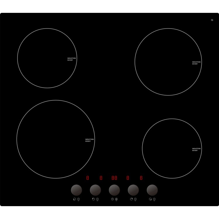 electriQ 60cm Induction Hob with Knob Controls - Plug and Play