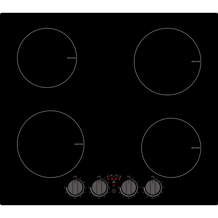 electriQ 60cm 4 Zone Induction Hob with Knob Controls