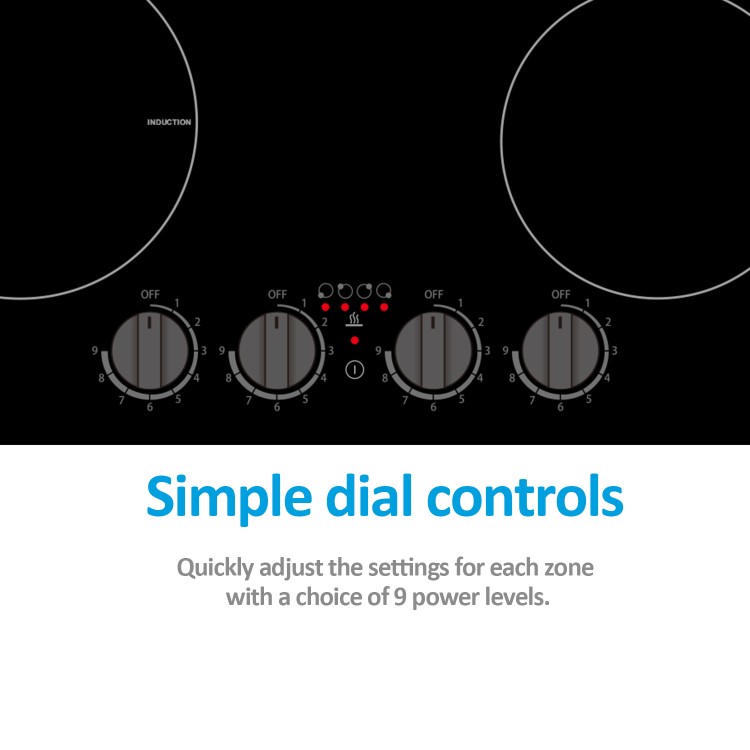 electriQ 60cm 4 Zone Induction Hob with Knob Controls