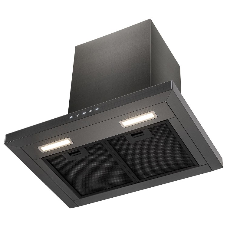 Refurbished electriQ EIQSLIM60BSS 60cm Slimline Cooker Hood with Slim Depth Black Stainless Steel