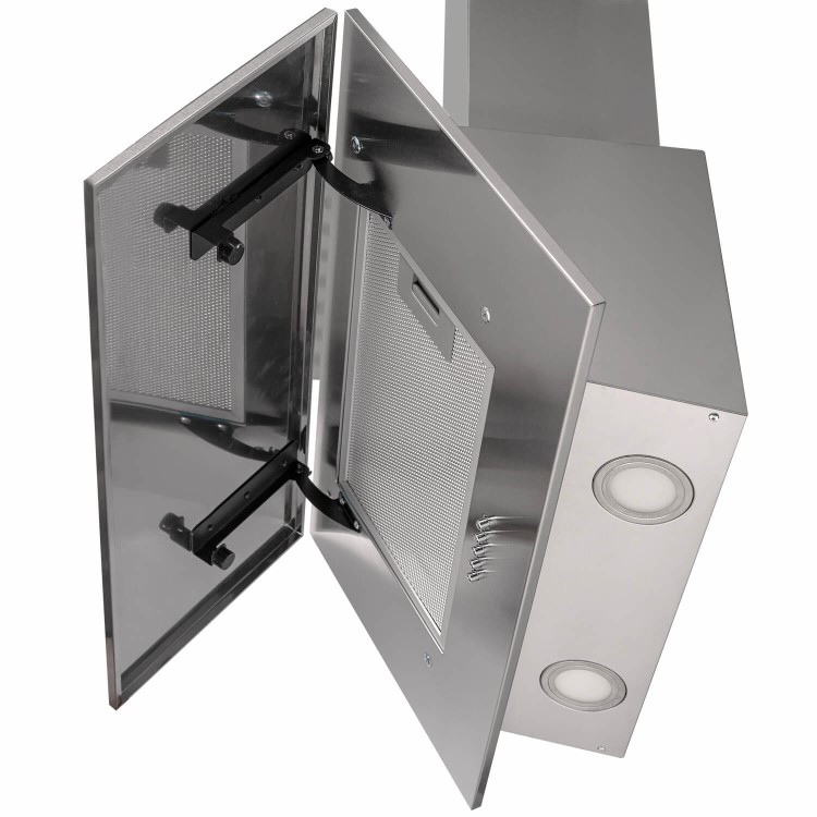 electriQ 60cm Angled Chimney Cooker Hood - Stainless Steel