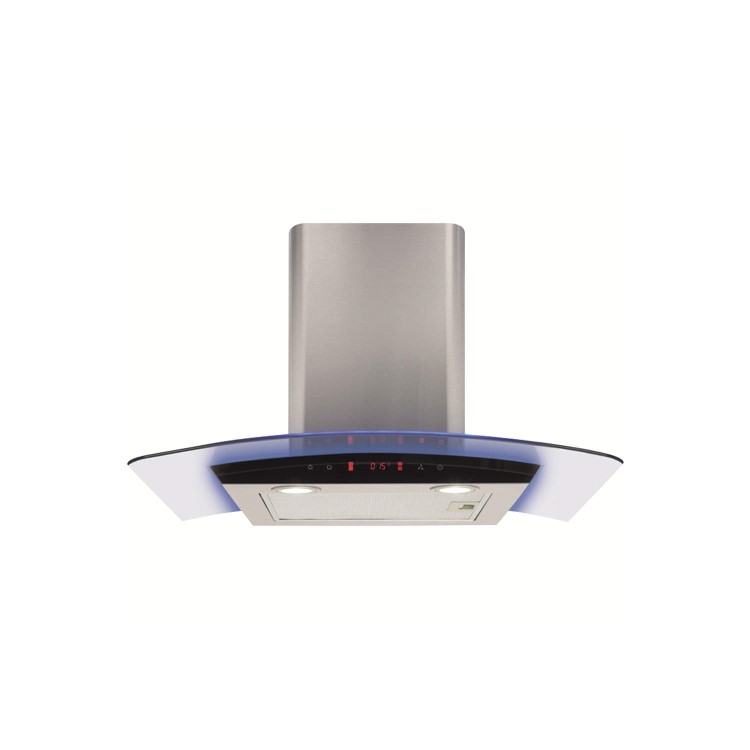 CDA 70cm Curved Glass Chimney Hood with LED Edge Lighting - Stainless Steel