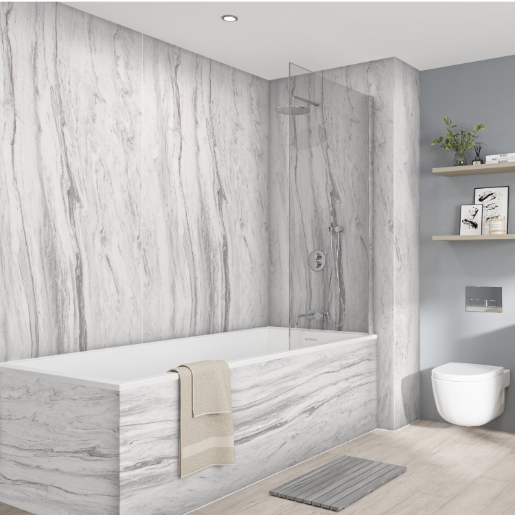 Grey Marmo Linea Wall Panel 1200mm with Tongue and Groove - Wetwall