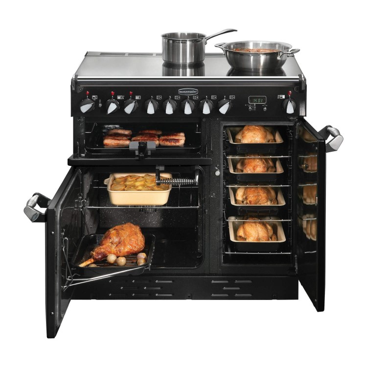 Rangemaster 75200 Elan 90cm Electric Range Cooker With Ceramic Hob - Black