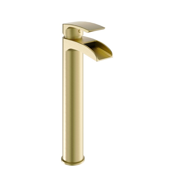 GRADE A1 - Brushed Brass Tall Mono Basin Mixer - Elina