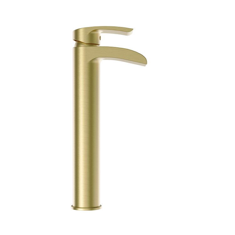 GRADE A1 - Brushed Brass Tall Mono Basin Mixer - Elina