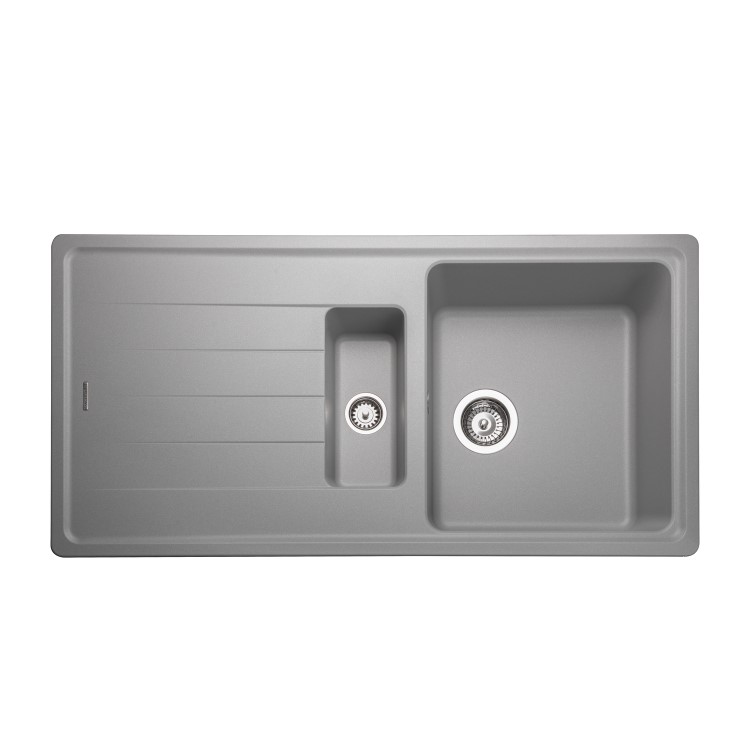 Rangemaster Elements 1.5 Bowl Inset Grey Granite Kitchen Sink with Reversible Drainer