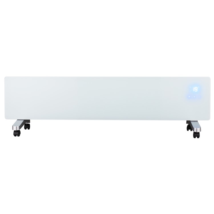 electriQ 750W Smart Designer Slim Glass Panel Heater - Wall Mountable & Bathroom Safe - White