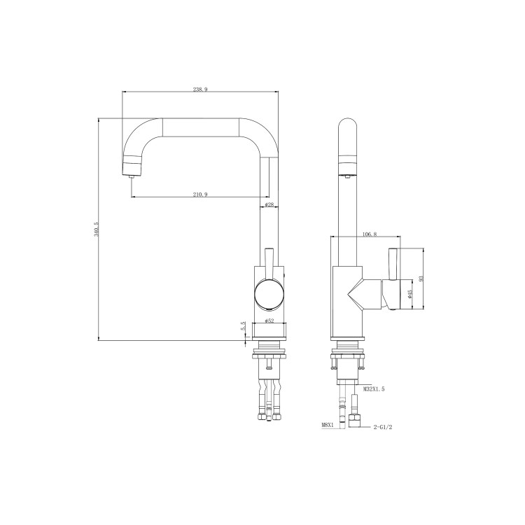 Pronto Elwood Single Lever Filter Water Kitchen Tap - Chrome