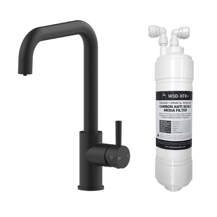 GRADE A1 - Pronto Elwood Single Lever Filter Water Kitchen Tap - Matt Black