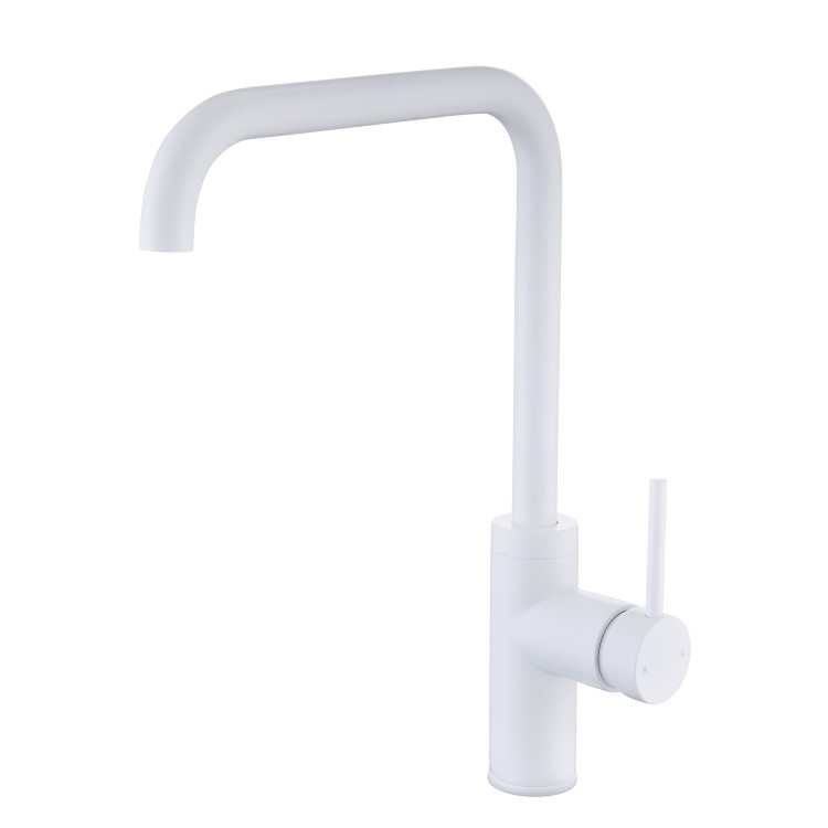 GRADE A1 - Single Lever White Monobloc Kitchen Sink Mixer Tap - Elwood