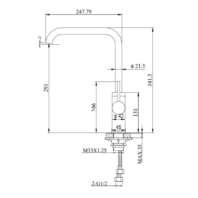 GRADE A1 - Single Lever White Monobloc Kitchen Sink Mixer Tap - Elwood