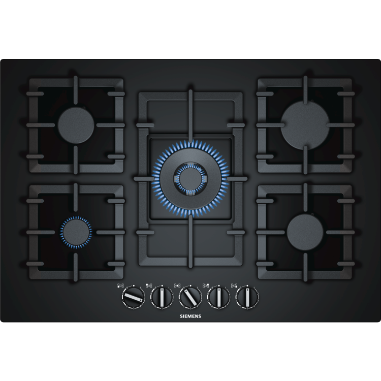 Refurbished Siemens iQ500 EP7A6QB90 75cm 5 Burner Gas On Glass Hob Black