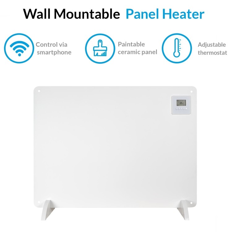 GRADE A2 - Ultraslim Paintable 550 Watt WiFi  Wall Mountable Panel Heater with Smart App