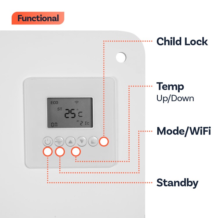 electriQ 550W Smart Paintable Wall Mountable Infrared Panel Heater