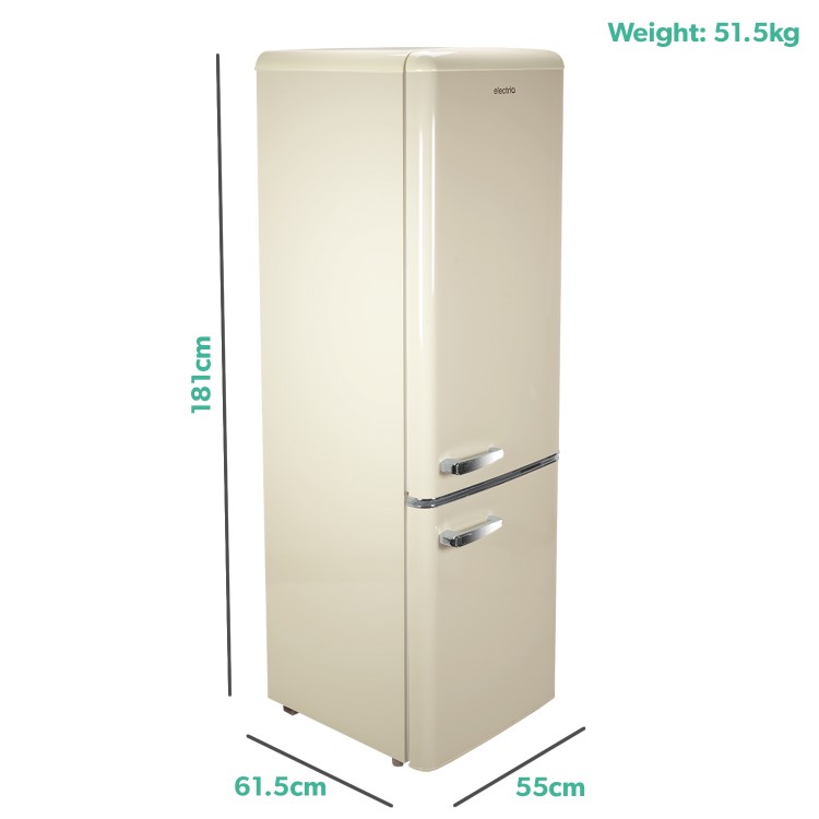 electriQ 244 Litre 60/40 Retro Freestanding Fridge Freezer - Cream