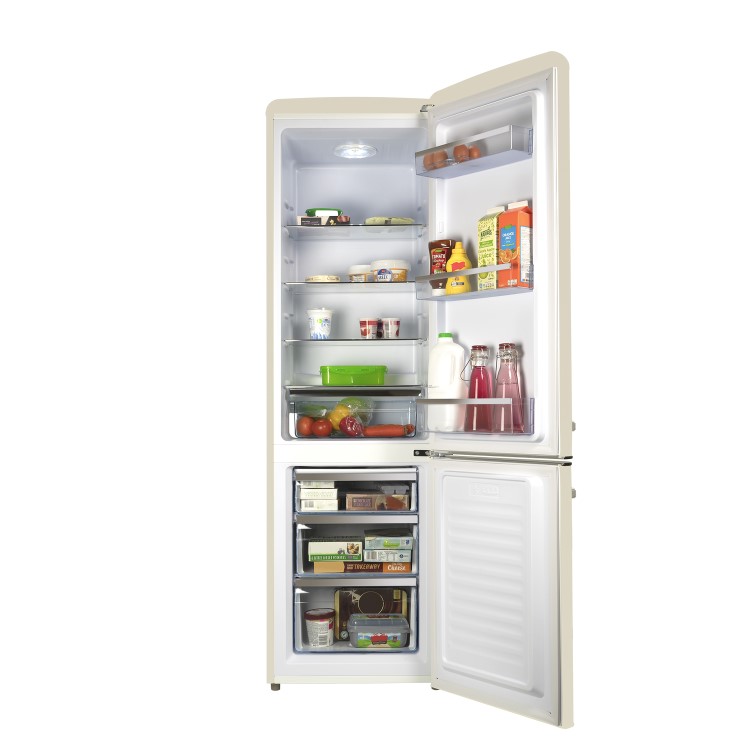 Refurbished electriQ EQ6040RETROCREAM Freestanding 244 Litre 60/40 Retro Fridge Freezer Cream