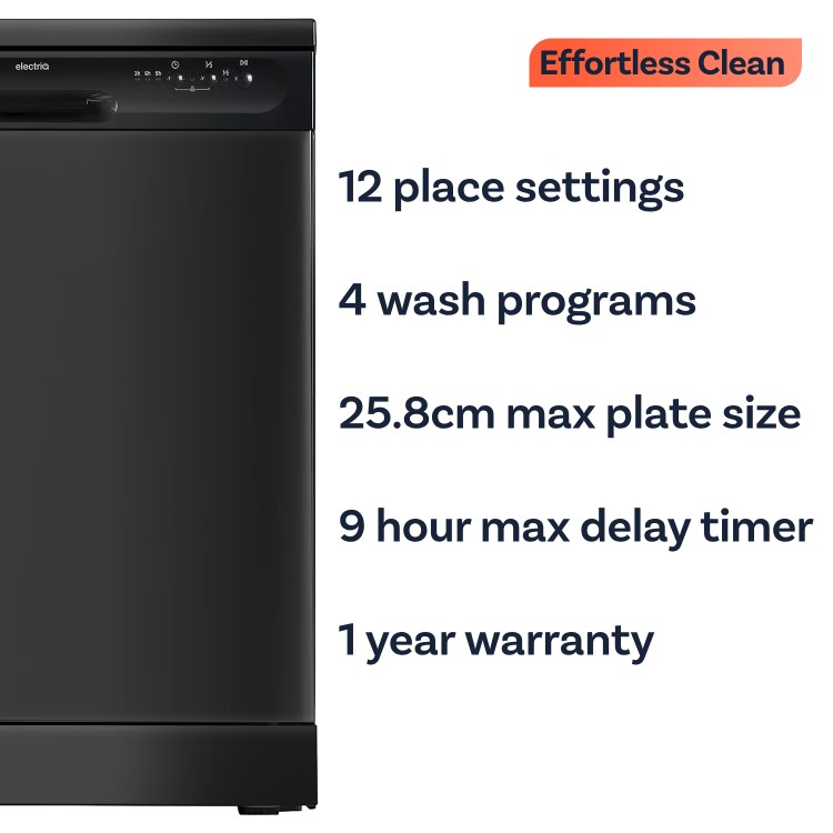 electriQ Freestanding Dishwasher - Black