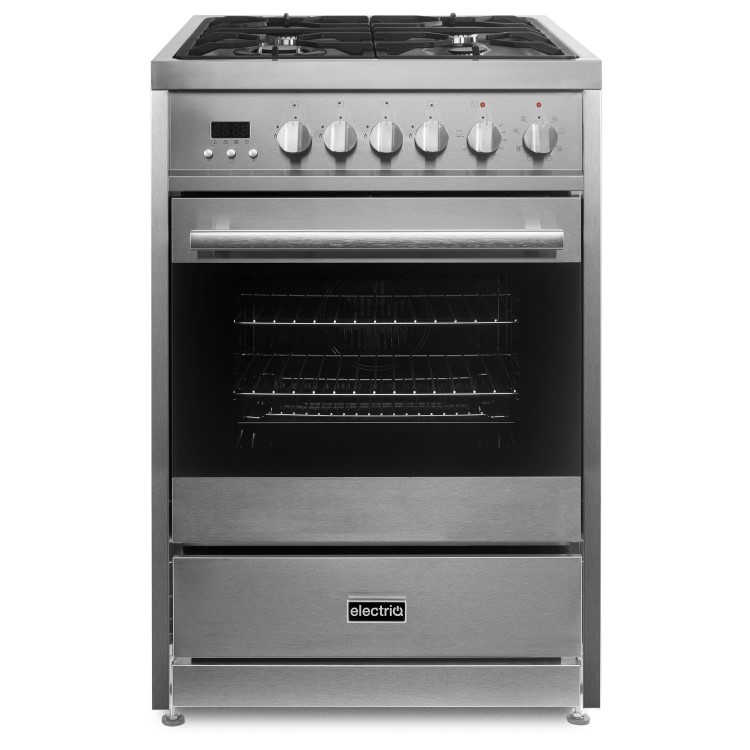 electriQ 60cm Dual Fuel Mini Range Cooker - Stainless Steel