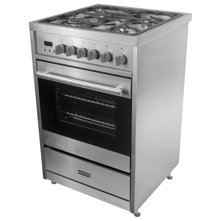 electriQ 60cm Dual Fuel Mini Range Cooker - Stainless Steel