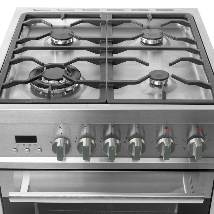 electriQ 60cm Dual Fuel Mini Range Cooker - Stainless Steel