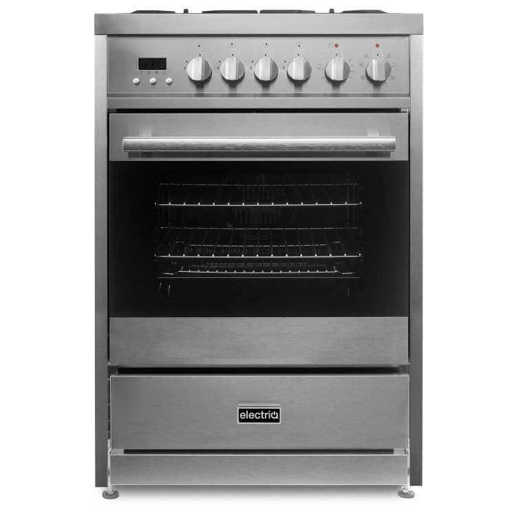 electriQ 60cm Dual Fuel Mini Range Cooker - Stainless Steel