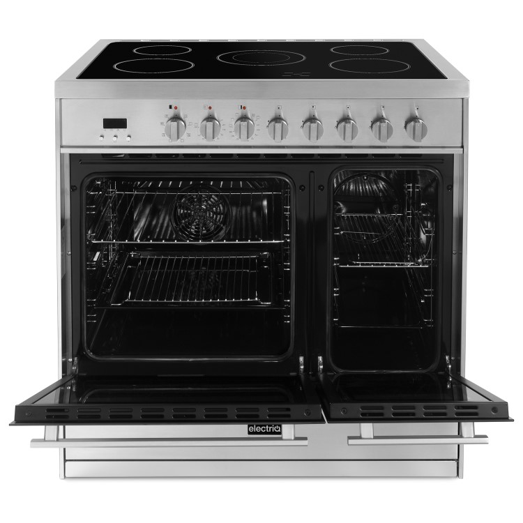 electriQ 90cm Electric Range Cooker - Mirror Finish Stainless Steel