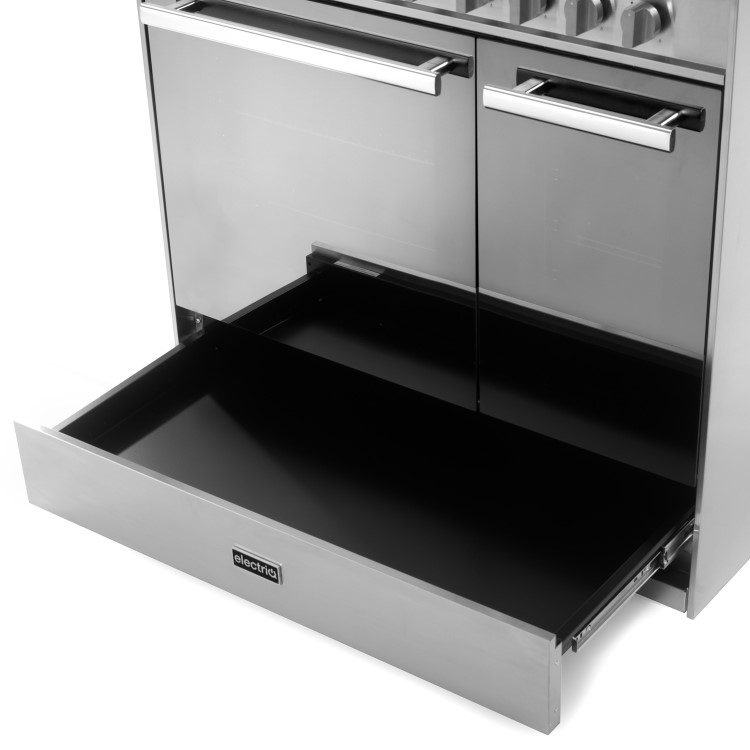 electriQ 90cm Electric Range Cooker - Mirror Finish Stainless Steel