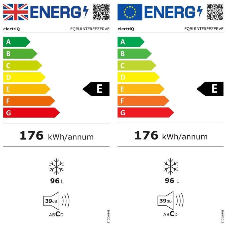 electriQ 96 Litre Integrated Under Counter Freezer