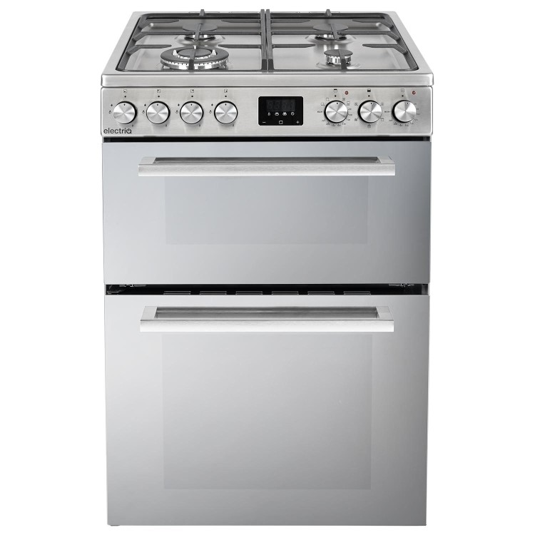 electriQ 60cm Double Oven Dual Fuel Cooker with Mirror Door