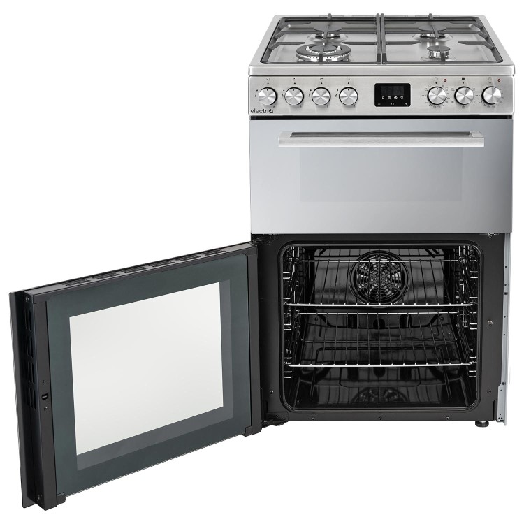 electriQ 60cm Double Oven Dual Fuel Cooker with Mirror Door