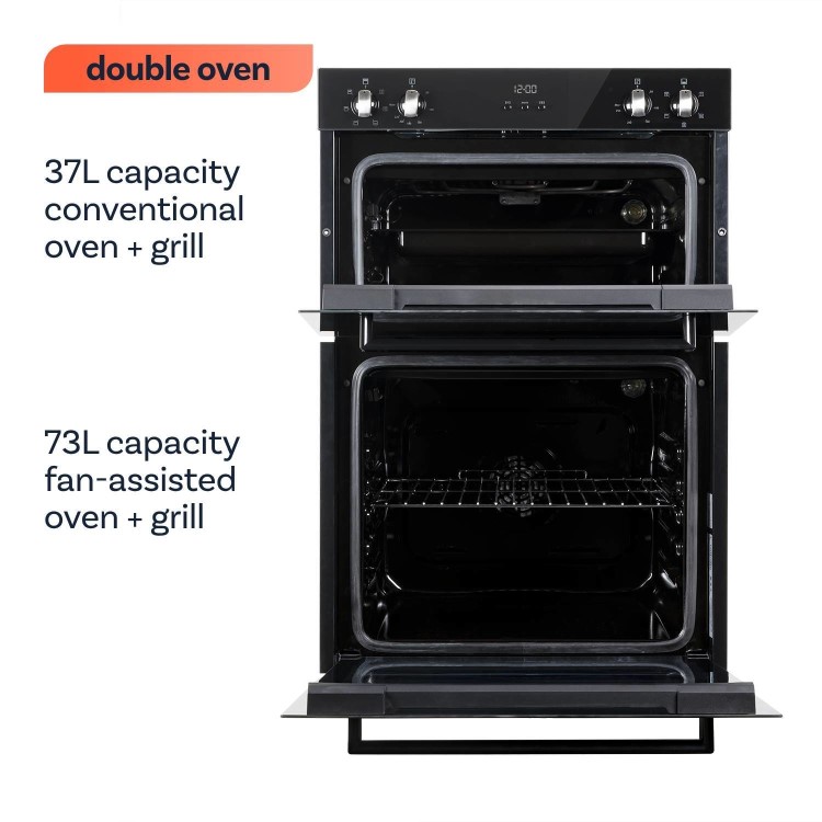 electriQ Built-In Electric Double Oven - Black