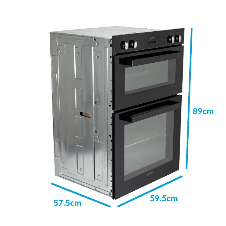 Refurbished electriQ EQDO1BLACK 60cm Double Built In Electric Oven Black