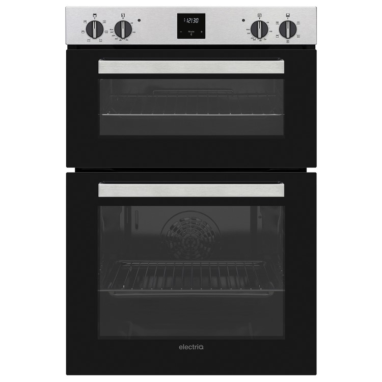 Refurbished electriQ EQDO1STEEL 60cm Double Built In Electric Oven Stainless Steel