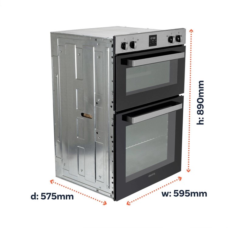 Refurbished electriQ EQDO1STEEL 60cm Double Built In Electric Oven Stainless Steel