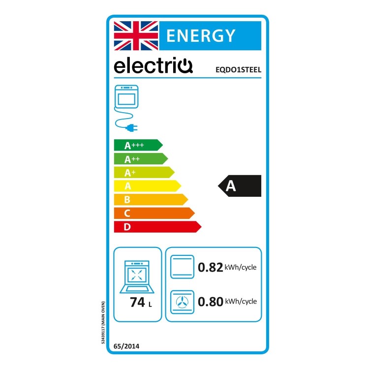 Refurbished electriQ EQDO1STEEL 60cm Double Built In Electric Oven Stainless Steel