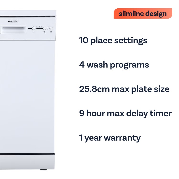 electriQ Freestanding Slimline Dishwasher - White