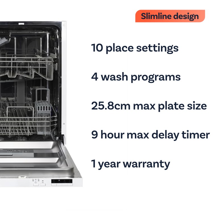 electriQ Integrated Slimline Dishwasher - White control panel