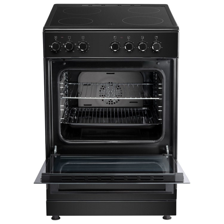 electriQ 60cm Single Oven Cooker with Ceramic Hob - Black