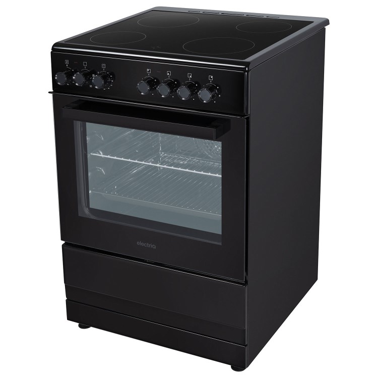 electriQ 60cm Single Oven Cooker with Ceramic Hob - Black