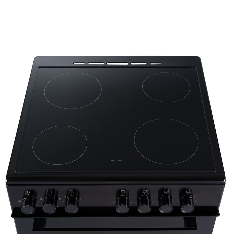 electriQ 60cm Single Oven Cooker with Ceramic Hob - Black