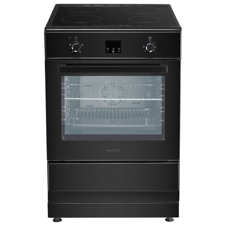 electriQ 60cm Single Oven Cooker with Induction Hob - Black