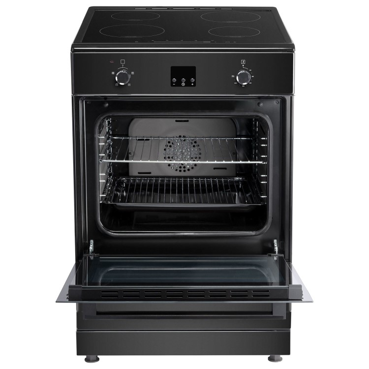 electriQ 60cm Single Oven Cooker with Induction Hob - Black