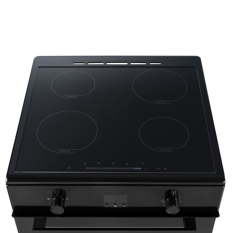 electriQ 60cm Single Oven Cooker with Induction Hob - Black