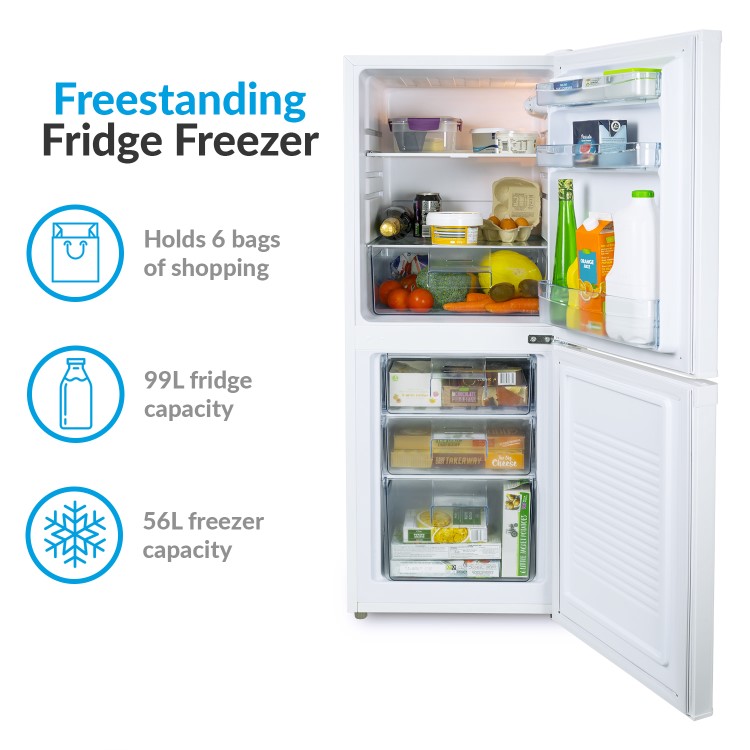 electriQ 155 Litre 50/50 Freestanding Fridge Freezer - White