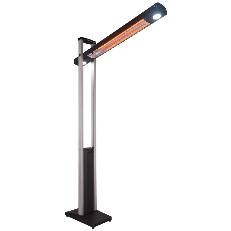 electriQ Freestanding Electric Patio Heater - 1.8kW with 5 Heat Settings Remote and Light