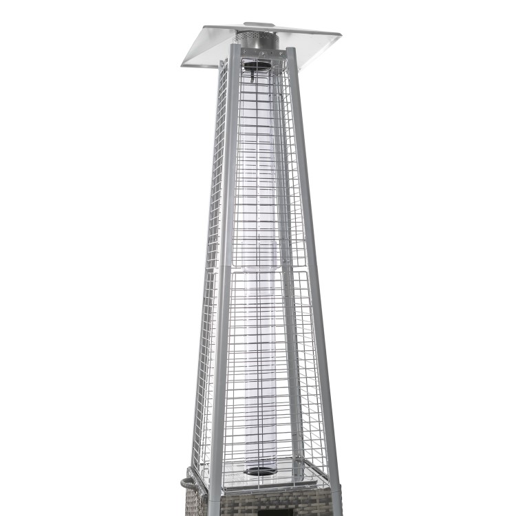 electriQ Pyramid Flame Tower Outdoor Gas Patio Heater - Grey Rattan