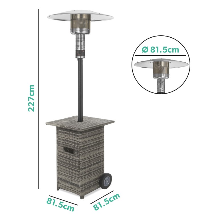 Refurbished electriQ EQODHMGR Mushroom Outdoor Gas Patio Heater Grey Wicker/Rattan